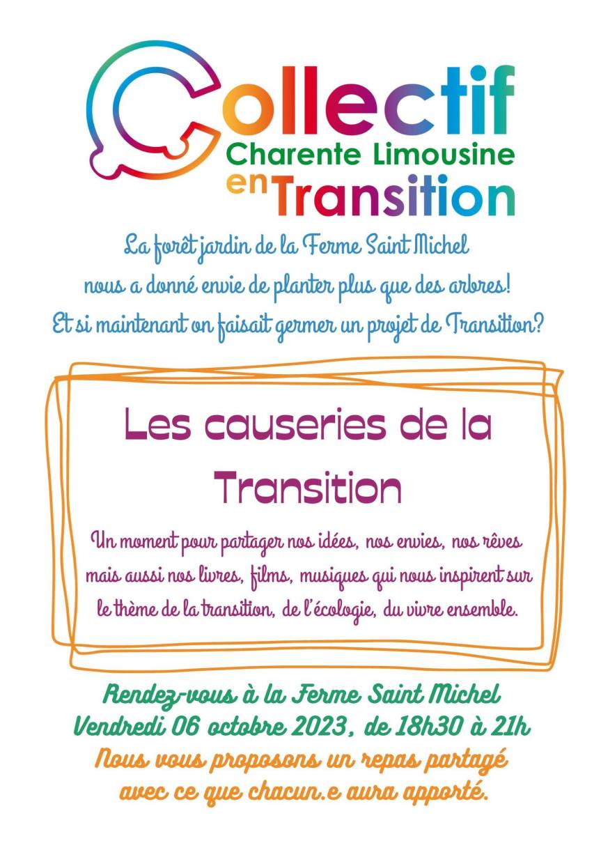 6 oct. 2023 – Confolens – Causerie autour du thème de la&nbsp;Transition